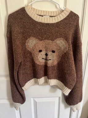 Cozy Brown Bear intarsia Knit Sweater - Women